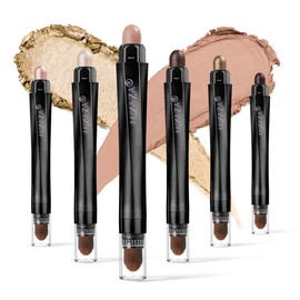 LUXAZA 6PCS Cream Eyeshadow Stick Makeup Sets, Metallic And Matte Shimmer Eye Shadow Eye Brightener Stick Pencil Crayon, A10-Quartz Pink