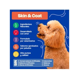 Dogelthy Skin & Coat. Suplemento para Piel y Pelaje para Perro Hecho a Base de Aceite de Pescado, Vitamina C/E, Complejo B, Zinc y más. Complemento para Croquetas o Dieta Barf Sabor Cerdo 270g