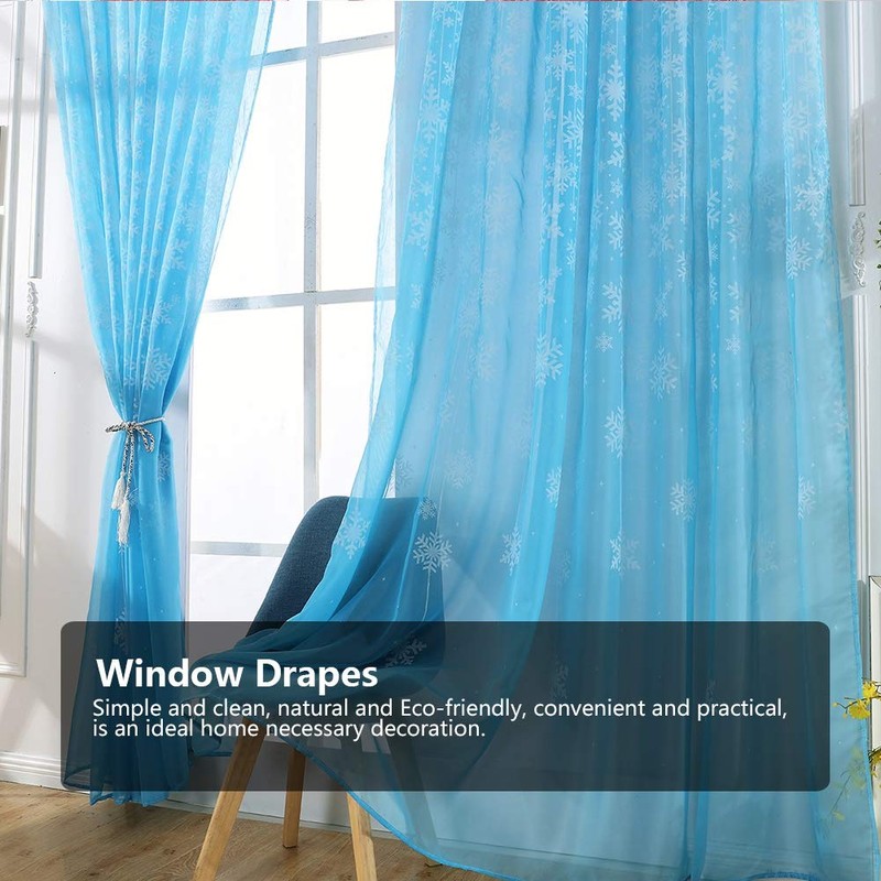 QANYEGN Transparent Printed Window Curtain, Window Panels with Snowflake Pattern,