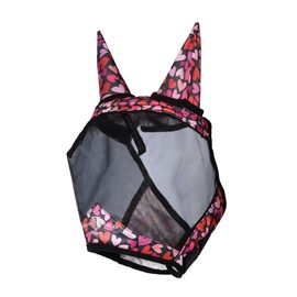 Harrison Howard Pro LumiVista Horse Half Face Fly Mask Large Eye Space with Ears UV Protection for Horse Cute Hearts L