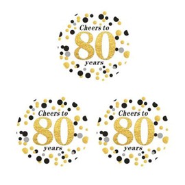 50 Count 2" Round Cheers to 80 Years - 80th Birthday Party Favor Stickers 80th Birthday or Anniversary Stickers