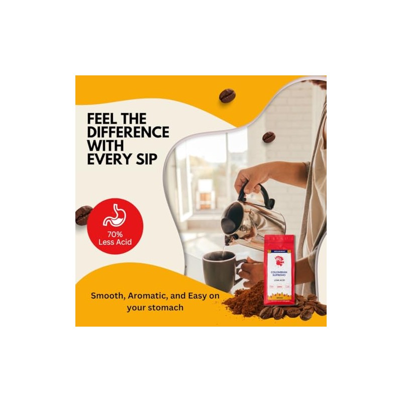 Puroast Low Acid Coffee Ground | Colombian Supremo Ground |