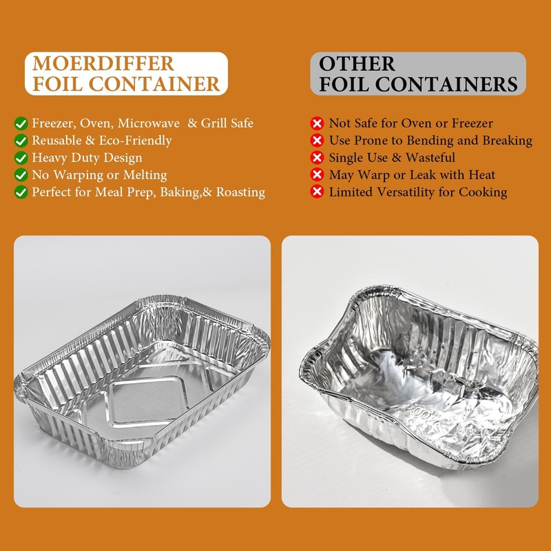 MOERDIFFER 30Pcs Aluminium Foil Baking Trays, Disposable Aluminium Foil Trays