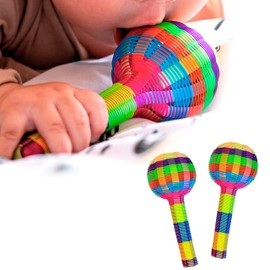 Sonajas para bebe ligeras, con Colores Contrastantes y Sonido Agradable para su Estimulación Temprana. Juguete para bebe en forma de maraca en 3 tamaños diferentes. Juguetes para bebe Hecho a Mano en México. Maracas para bebe que Estimulan la Mente con s