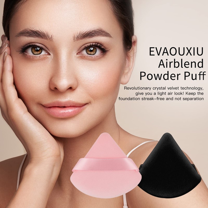 2 Pcs EVAOUXIU Triangle Powder Puff for Face Powder, Soft