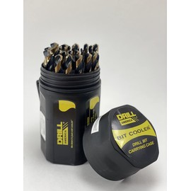 Drill America - KFD29J-3F-PC 29 Piece Heavy Duty 3 Flat Shank High Speed Steel Drill Bit Set with Black and Gold Finish in Round Case (1/16" - 1/2" x 64ths), KFD Series