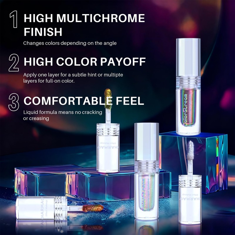 CHARMACY Liquid Duochrome Eyeshadow, Metallic Eye Looks, Long Lasting Glitter