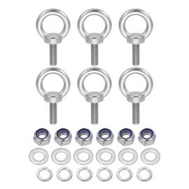 sourcing map Lifting Shoulder Eye Bolt M10 x 30 mm, 304 Stainless Steel Ring Shape Male Thread Eyebolt with Nuts Washers for Engineering Port Marine Hanging Pack of 6
