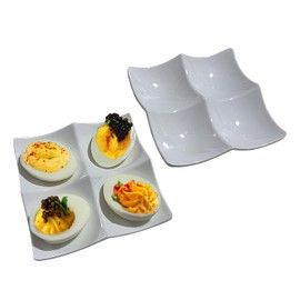 2 Pcs Deviled Egg Tray, Deviled Egg Platter, Melamine Egg Dish, Deviled Egg Plate, Egg Holder Container for Kitchen Refrigerator Countertop Display, Deviled Egg Containers for Easter Thanksgiving