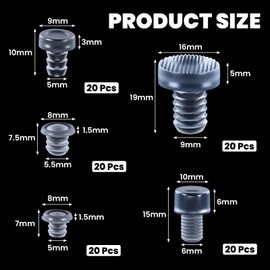 100PCS Glass Table Top Bumpers with Stem, 5 Sizes Glass Table Top Anti Slip Pads, Soft Clear Rubber Grippers for Furniture Patio Tables Spacer Cabinet Door Drawer (0.19/0.20/0.21/0.24/0.35inch)