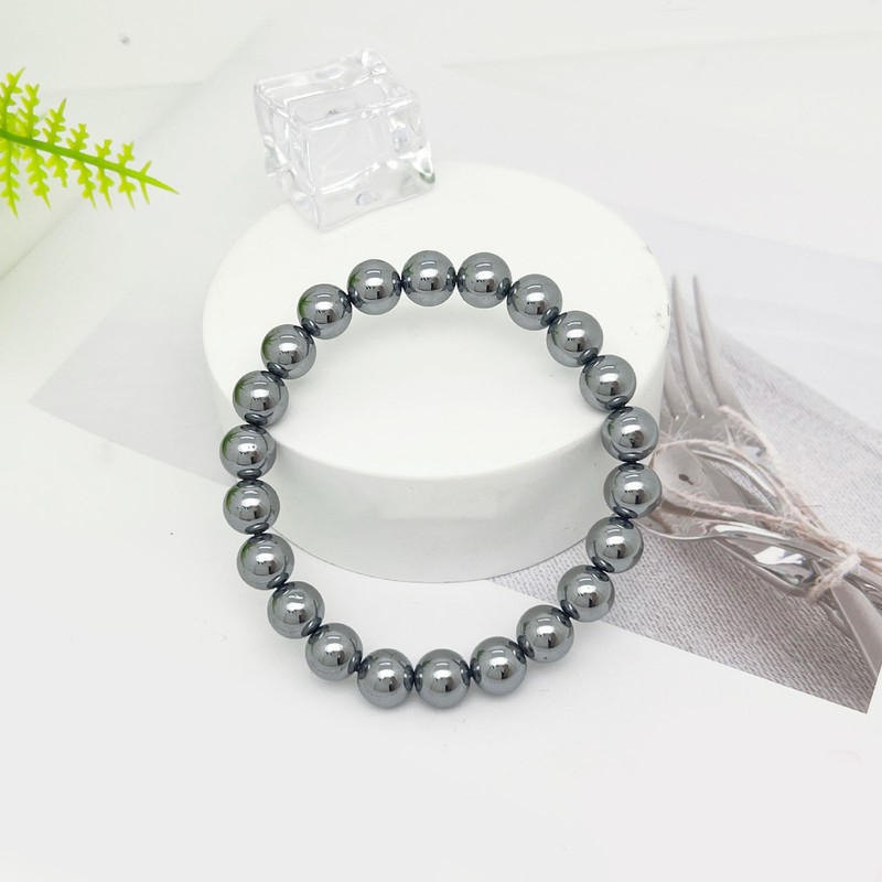 10mm Round Terahertz Beads Bracelet Energy Stone Elastic Flexible Stylish