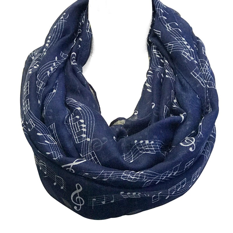 Wrapables® Lightweight Musical Notes Infinity Scarf, Blue