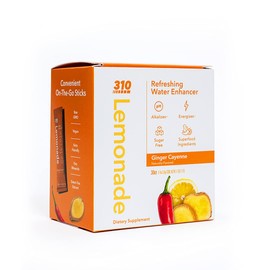309 Nutrition 3.0 Lemonade Drink Mix – Ginger Cayenne Flavor – Sugar-Free Water Enhancer with Green Tea Extract & Electrolytes – Low Calorie, Keto-Friendly – 30 Single-Serve Packets