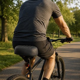 Wide Bike Seat for Comfortable Riding – Breathable Spring Saddle with Sponge Cushion for Mountain & Outdoor Bikes