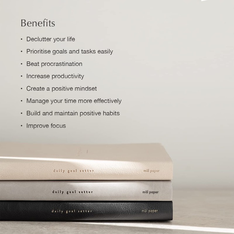Mal Paper Daily Goal Setter Planner - Grey, 6 Month
