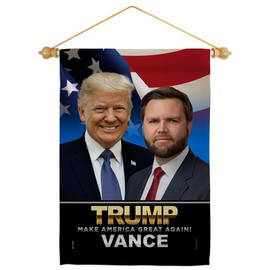 Ornament Collection Trump Vance Flag Wood Dowel Pole Kit Wall Scroll Hanging Home Rally Survivor 2024 President 47 MAGA Sign Room Poster Patriotic Decoration, Republican Gifts Made in USA