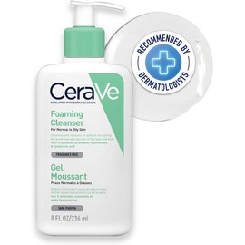 CeraVe Gel Limpiador Espumoso Diario para Uso de Día o Noche, para Piel Mixta, Grasa o con Acné, Anti Puntos Negros, Hipoalergénico y Libre de Parabenos, 236 ml