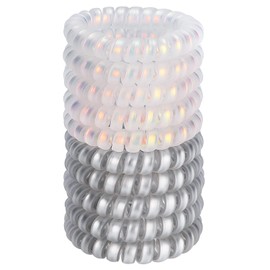 JessLab Spiral Hair Ties, 10 Pcs Traceless Phone Cord Hair Ties Plastic Coil Hair Ties Ponytail Holders No-Damage Hair Accessory for Girls Women Ladies, Color Assorted, Set 11