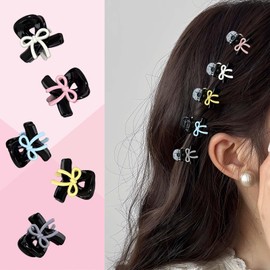 5Pcs Mini Bow Claw Hair Clips – Nonslip Bowknot Clamps for Thick Thin Hair Accessories Women Girls (Black)
