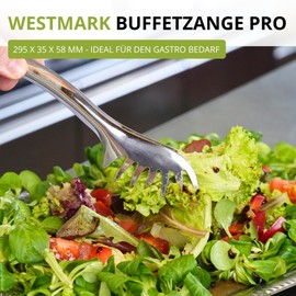 Westmark Spaghetti and Buffet Tongs Pro - Kitchen Tongs Stainless Steel - Innovative Spaghetti Tongs - Serving Tongs for Pasta, Salad & Asparagus - Silver, 29.5 cm