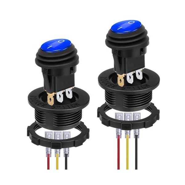 BFXM Round Rocker Switch, 12V Toggle Switch, Waterproof Lighted LED