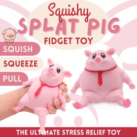 Toyland® 14cm (5.5") Squishy Splat Pig Sensory Squeeze Toy - Novelty Fidget Toys - Stress Relieving Toy For Kids & Adults