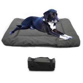 Wicked Pet Dog Travel Mat | Heavy Waterproof Canvas | Medium (30 x 20 x 1) Gray | Up to 35 lbs