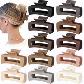 Sisiaipu Pinzas para el cabello medianas de 3.5 pulgadas, 12 unidades, pinzas cuadradas para cabello grueso y fino, pinzas rectangulares para el cabel