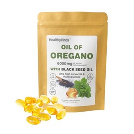 Cápsulas blandas de aceite de orégano, cápsulas de aceite de orégano orgánico, 2 en 1 6000 mg con aceite de semilla negra 200 mg, suplemento de...    