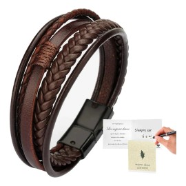 Leawede pulseras hombres De Cuero Con Hebilla Trenzada,Regalos Para Hombre mujer regalos san valentin