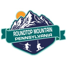 Roundtop Mountain Pennsylvania Ski Adventures Souvenir 4 Inch Vinyl Decal Sticker Mountain Design