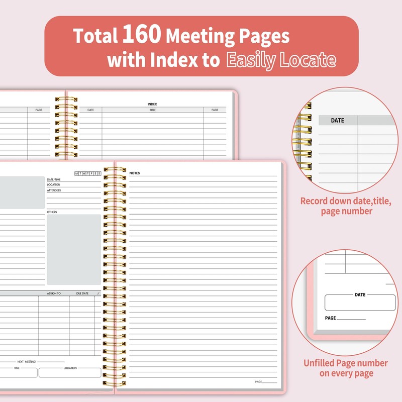 SUNEE Half Meeting Half Note - 7.5"x10" Professional Notebooks for