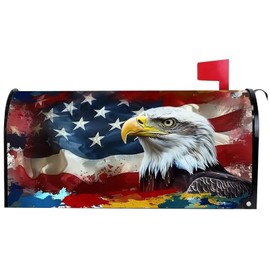 Whiosyrt Mailbox Covers Magnetic Memorial Day Outdoor Decorations American Eagle Welcome Mailbox Wraps 4th of July Standard Size 18" X 21" Post Box Cover Garden Decor