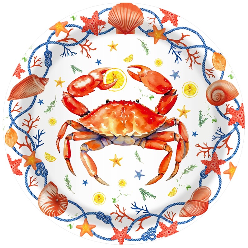 CC HOME Crab Birthday Paper Plates Napkins Starfish Shell Conch