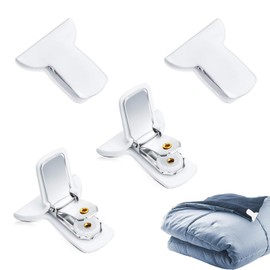 4Pcs duvet clips - strong hold duvet pins - prevents comforter from shifting inside duvet cover - padded quilt clips - bedding accessories - quick installation - ideal for home beauty salons (white)