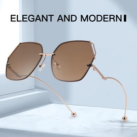 Cyxus 1124 Women's Sunglasses, Large, Polygon Frame, UV Protection, UV Protection, Small Face Effect, Lightweight Design, For Traveling, Outdoors, Etc., Stylish, 03-brown