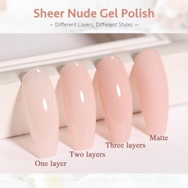 SHOYUM Nude Gel Nail Polish,15ml Natural Jelly Gel Polish Color Soak Off UV LED Nail Art Starter Manicure Salon DIY at Home