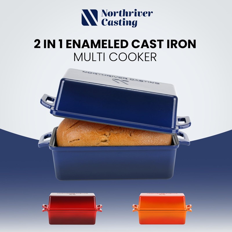 Northriver Casting 2 in 1 Enameled Cast Iron Bread Pan