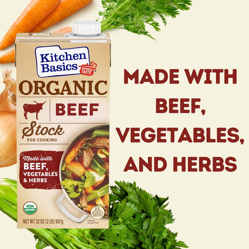 Kitchen Basics Organic Beef Stock, 32 oz. Carton (Pack of