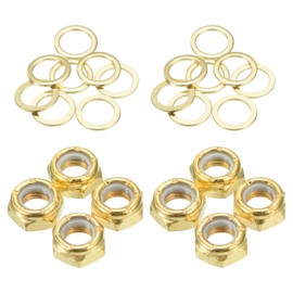 PATIKIL Skateboard Lock Nuts Set, 2 Set 5/16 Skateboard Truck Axle Washers Spacer Hardware Repair Kit for Longboard Cruiser, Gold