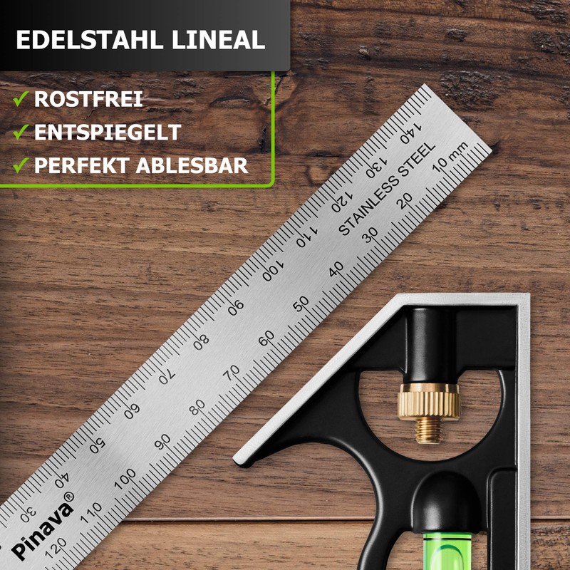 PINAVA® Combination Angle 150 mm [Opposite Scale & Precise Angle]
