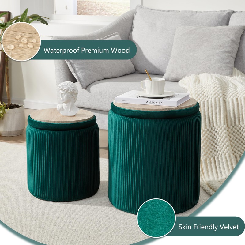 Royal Windsor Round Ottoman with Storage Set of 2,Vanity Stool