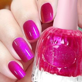 Major Dijit Quick Air Dry Nail Polish Glitter VioletRed Regular Nail Polish Non UV Gel Hema 0.34 fl oz.