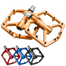 BOWOD Grippy BMX MTB Pedals fit 9/16" Crank, Bicycle Pedals Lightweight Mountain Bike Pedals w 3Bearings Cr-Mo Axel, Light CNC Aluminum Platform Pedal w 16Pins for Road City Ebike Pedals Adult Youth