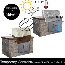 Built in Grill Cover, 600d Oxford Cloth BBQ Island Cover Heavy Duty Waterproof 37 Inch Grill Cover, Ideal as Outdoor Grill, Kitchen Island Cover, Khaki