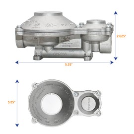 Flame King 300,000 BTU Vertical Mounted 2-Stage Propane LP Regulator for RVs, Vans, Trailers, Campers, 100LB Tanks, ASME Tanks, Generators
