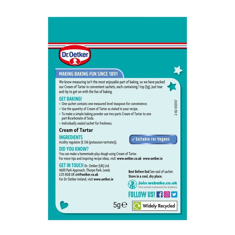 Dr. Oetker Cream of Tartar, 5 g (Pack of 6)