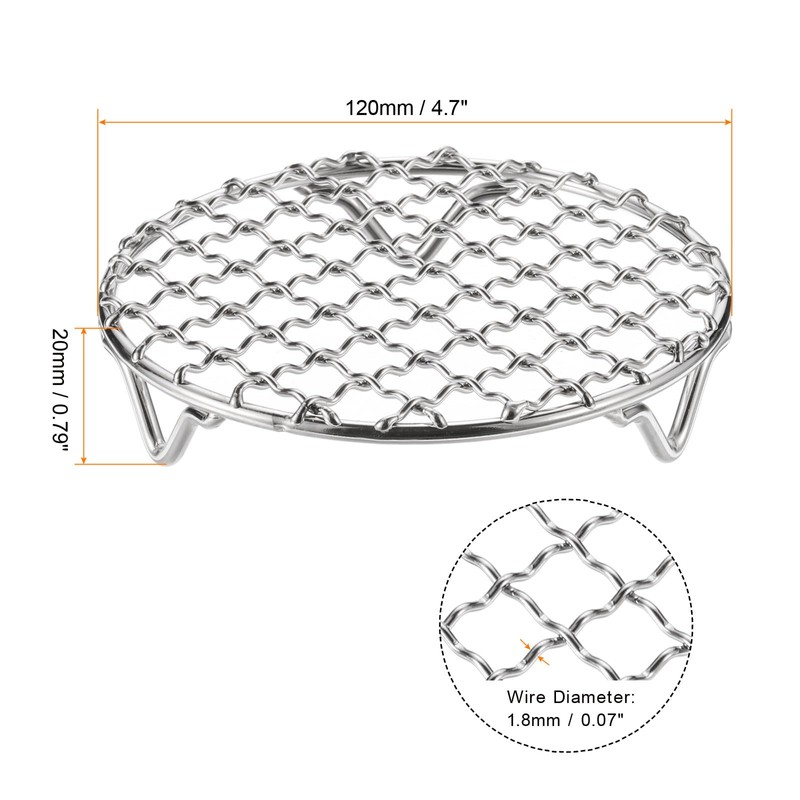 QUARKZMAN Round Cooking Grid 4.7 Inch 304 Stainless Steel Cross