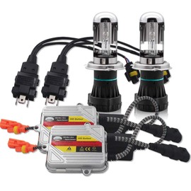 Eseastar 9003 H4 HID Kit, Relayless, 35 W, Hi/Low Switch, Genuine Replacement HID Bulb, Thin HID Ballast, Instant Start Up, Waterproof, Car Headlight, Super Bright 6000K, White