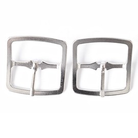 Trimming Shop 15mm Metal Belt Buckle Nickel Plated Replacement Fastening Clasp for Clothing, Leather Straps, Snap Fit Belts, Bags, Shoes, Jackets, Silver, 2pcs